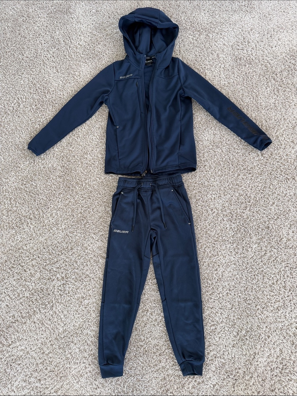 Bauer Youth Navy Blue Hooded Zip Jacket and Jogger Set